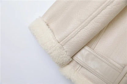 RARF The new  women's jacket with extra thick warm and extra thick lamb feather rider jacket with artificial fur