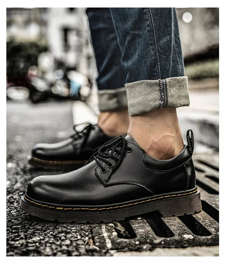 Fashion Comfortable Round Toe Walking Elegant Shoes Spring Shoes Men Genuine Leather Casual Outdoor Wear-Resistant Work Shoes