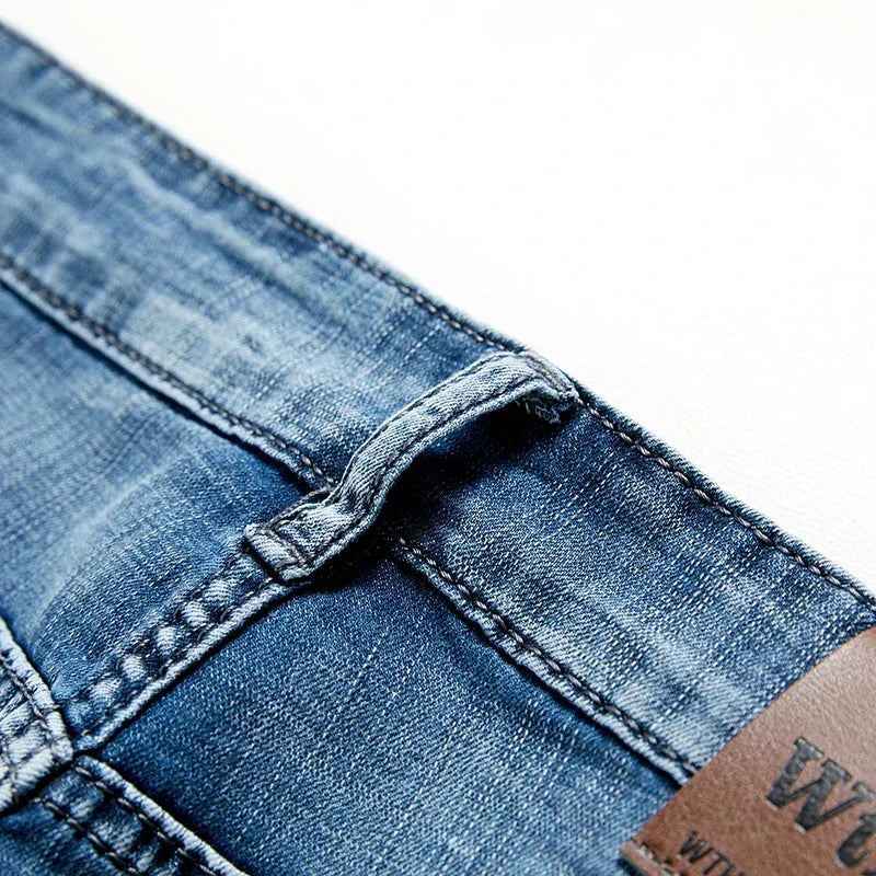 2025 Summer New Men's Denim Shorts Classic Black Blue Thin Section Fashion Slim Business Casual Jeans Shorts Male Brand
