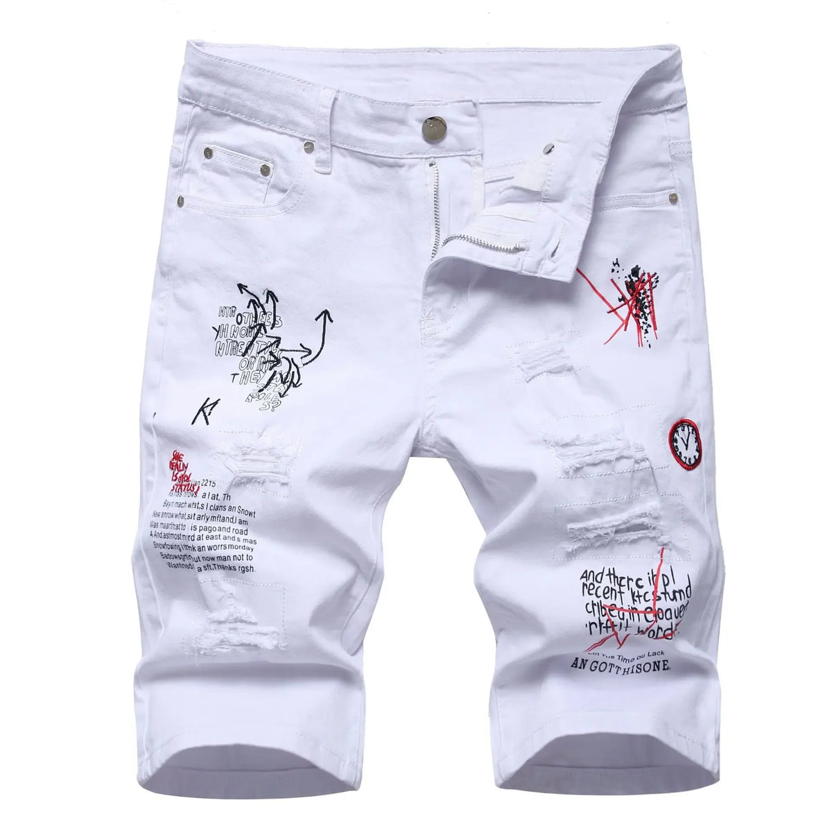 Herren Sommer Weiße Ripped Denim Shorts Male Löcher Kurze Jeans Neue Mode Streetwear Stretch Jeans Shorts Hosen Gerader Schnitt Jeans