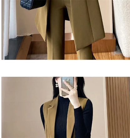 New High-end Female Professional Suit Fashion Elegant Lady Sleeveless Vests Spring Autumn Women's Blazer Vest
