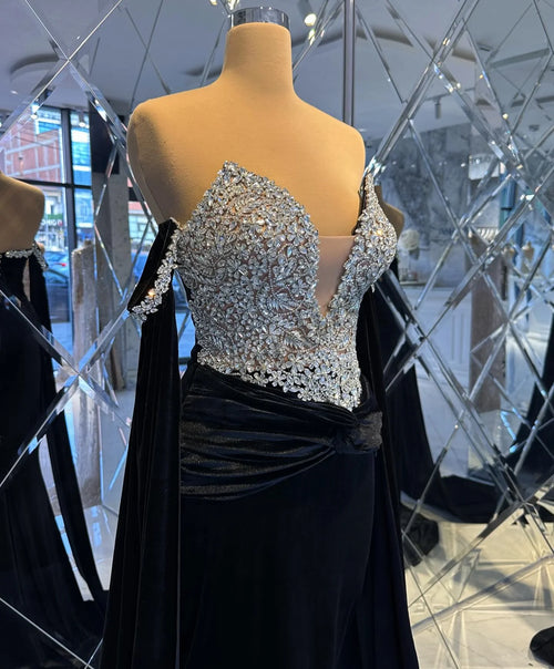 Caroline Attractive Sweetheart Celebrity Dresses with Crystals Rhinestones Beads Pleated Long Party Vestidos de Festa Customised