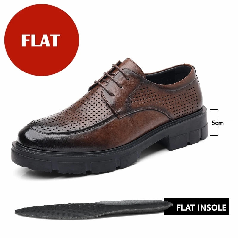 Men Dress Elevator Shoes Platform Breathable Lift Casual Business Luxury Genuine Leather Heightening Shoes 5/8/10CM Taller Male