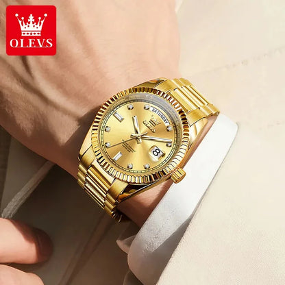 OLEVS 6736 Mens Watch High Quality Luxury Automatic Mechanical Wristwatch Waterproof Stainless Steel Watches Man