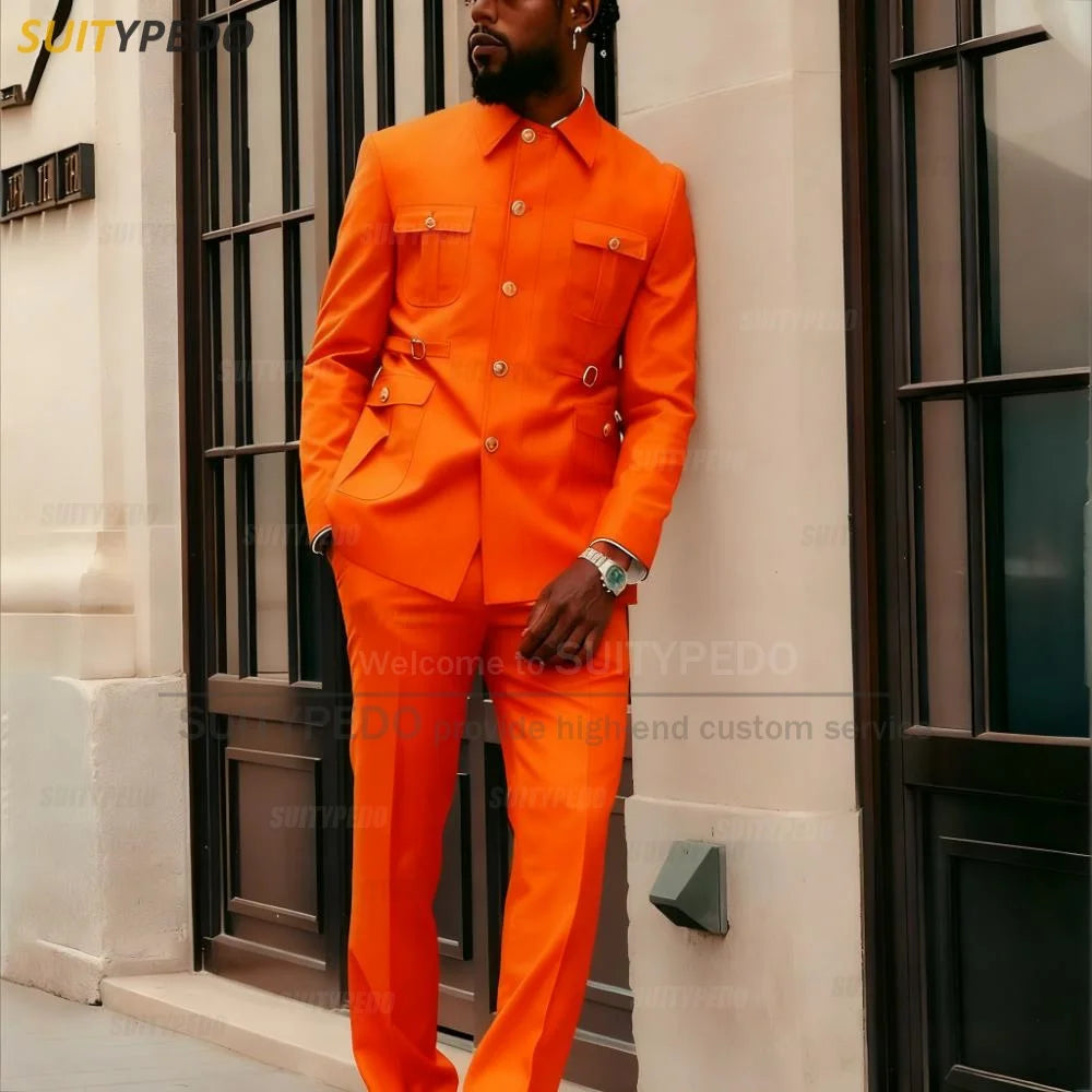 Fashion Men's Suits Slim Fit Blazer And Pants 2 Pieces  Elegant Tailor-made Latest Luxury Business Party Wedding Tuxedos for Men