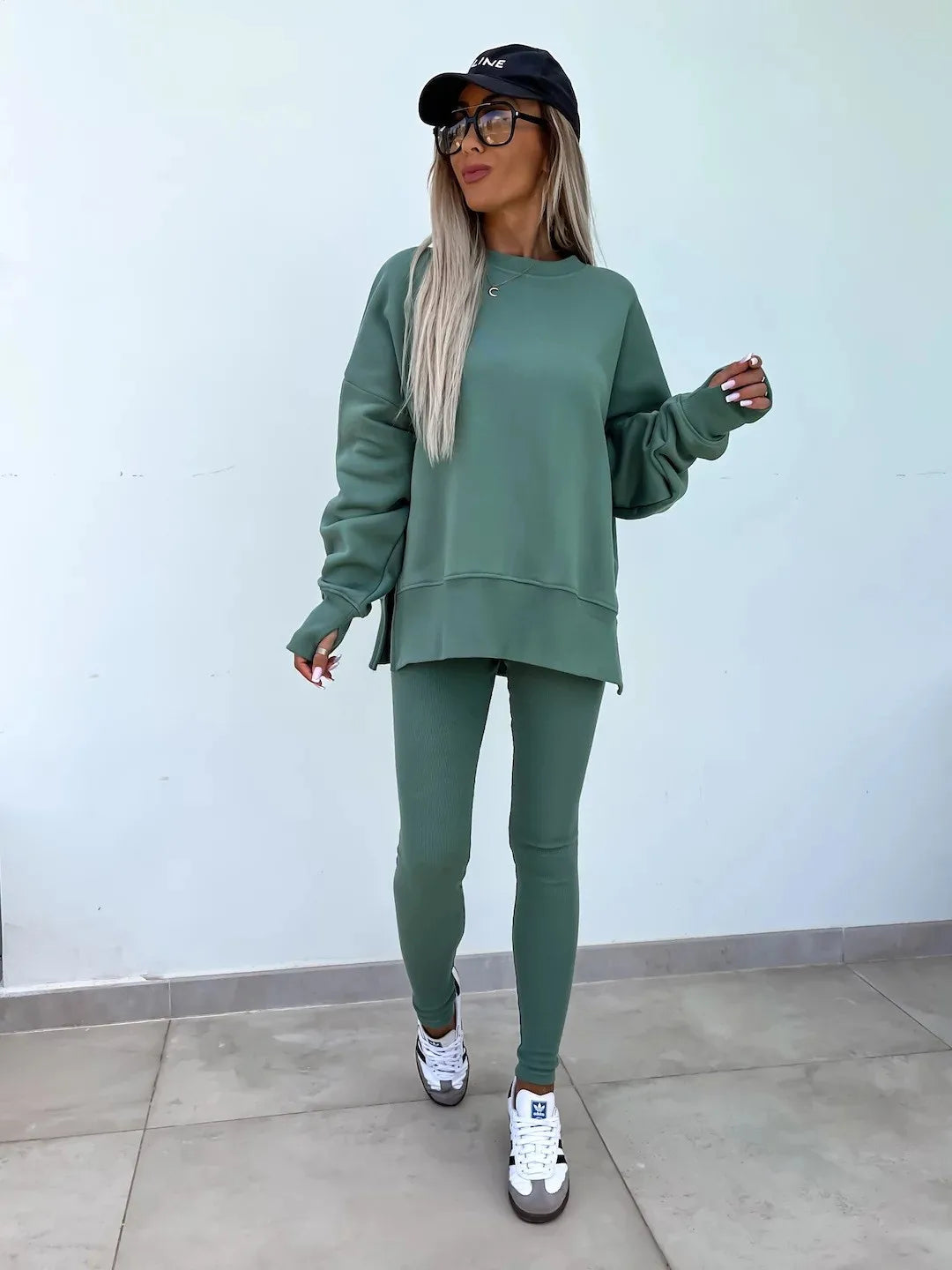 Spring summer  new Shirt  casual loose-fitting sweater tight pants 2 piece suit sets for women 2 pieces trousers sets