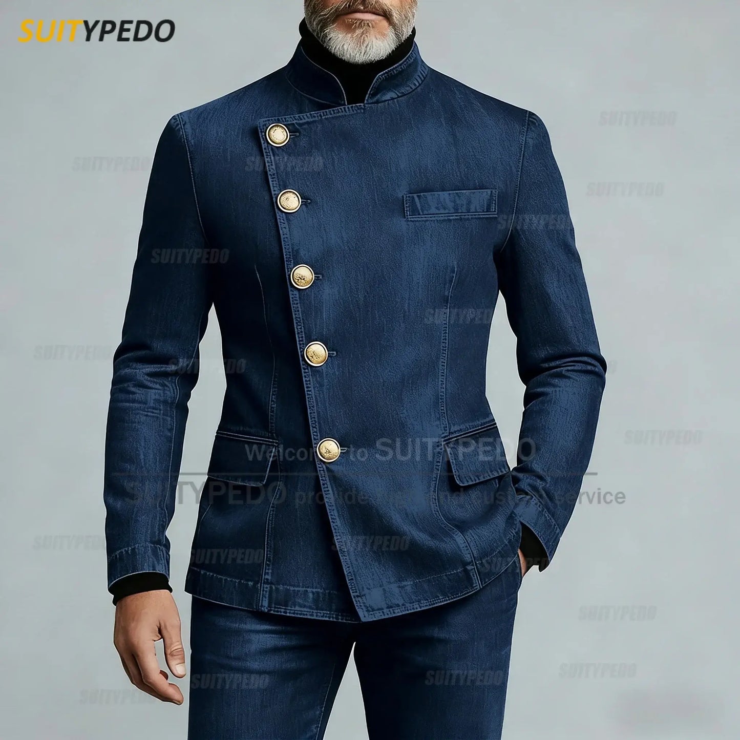 Fashion Denim Anzüge Sets für Herren Hohe Qualität Einreihig Normale Länge 2-teilig Jacke und Hose Freizeitkostüme Hommes