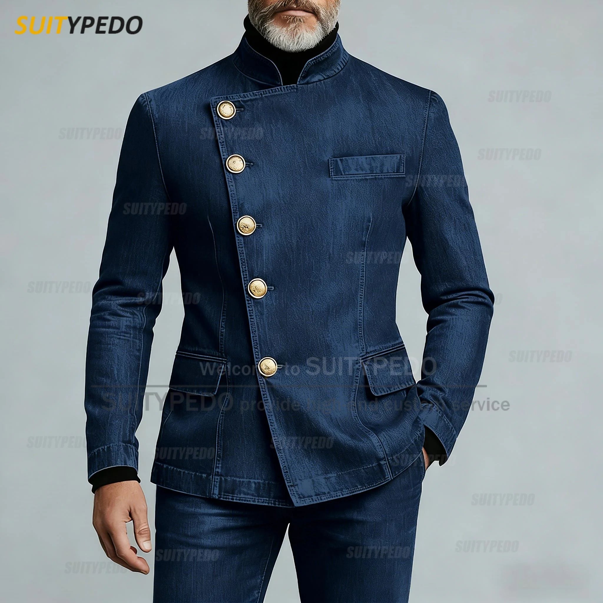 Fashion Denim Suits  Sets for Men High Quality Single Breasted Regular Length 2 Piece Jacket And Pants Casual Costumes Hommes