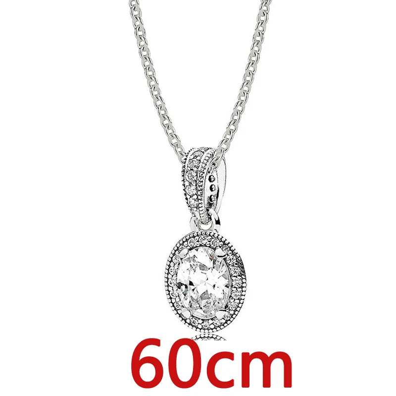 New 925 Sterling Silver Sparkling Elegance Earring Necklace With Crystal For Women Jewelry Set Birthday Birthday Gift