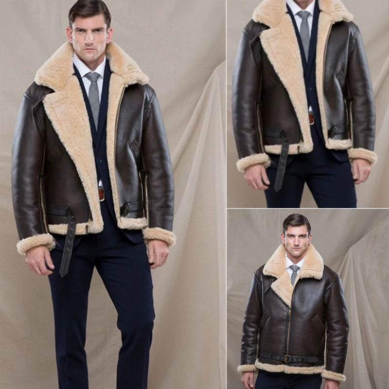 2022 Winter Men's Leather Jacket Bomber Jacket Warm Casual Motorcycle PU Leather Coat High Quality Imitation Leather Windbreaker