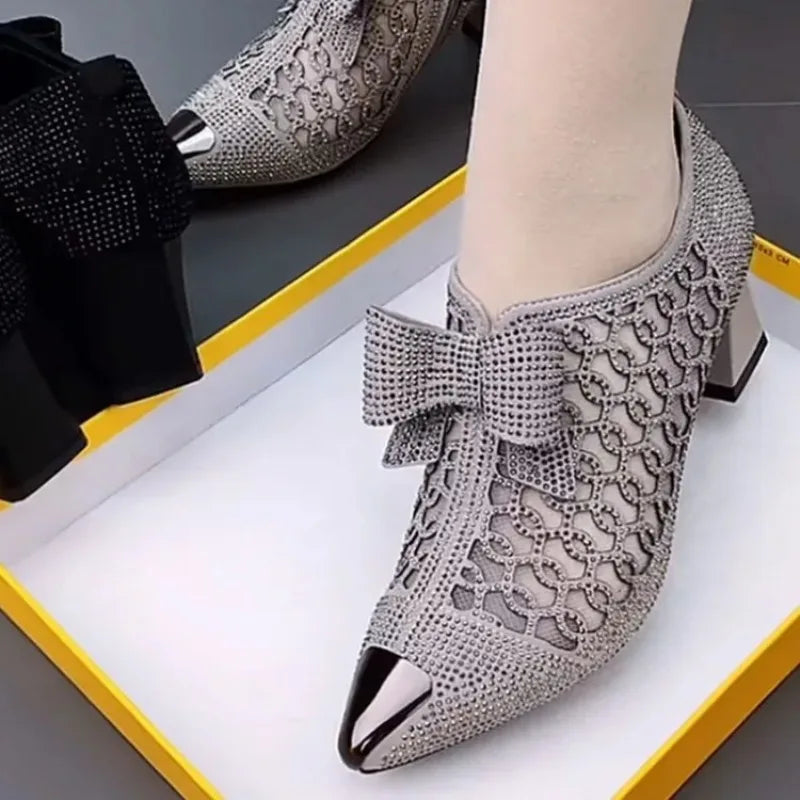 2026 New Women Shoes Exquisite Rhinestone Model Dance Shoes for Woman Fashion Hollow Out High Heels Designer Shoes Zapatos Mujer