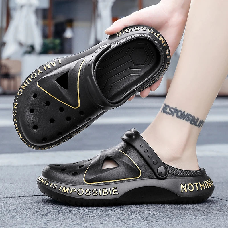 Summer Men's Clogs Sandals Women Beach Slippers Non-Slip Breathable Beach Sandals Trendy Garden Shoes Male Flip Flops