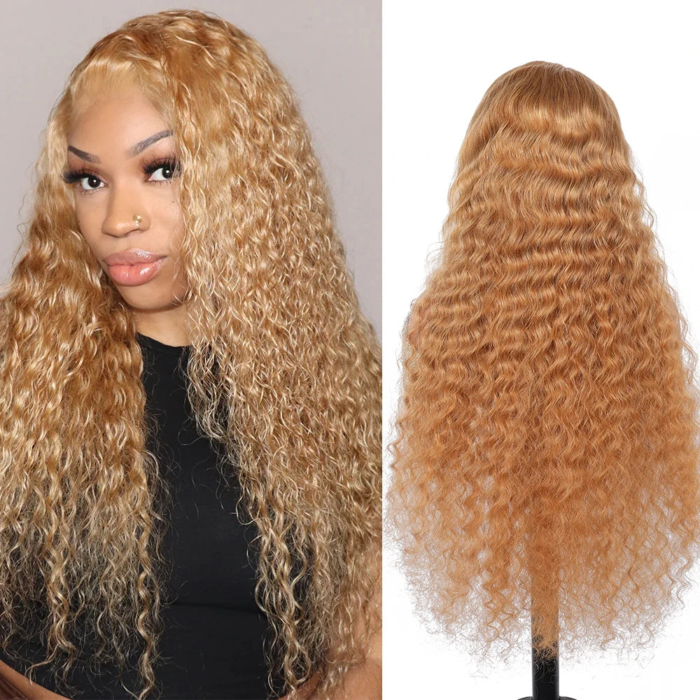 Brazilian Deep Wave 32 inch Honey Blonde 13x6 HD Lace Front Human Hair Wigs Pre Pluck 13x4 Glueless Curly Lace Frontal Wig Water