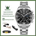 OLEVS 2870 Men's Watches Moon Phase Steel Calendar Chronograph Original Quartz Watch Big Rota Dial Luxury Sports Wristwatches