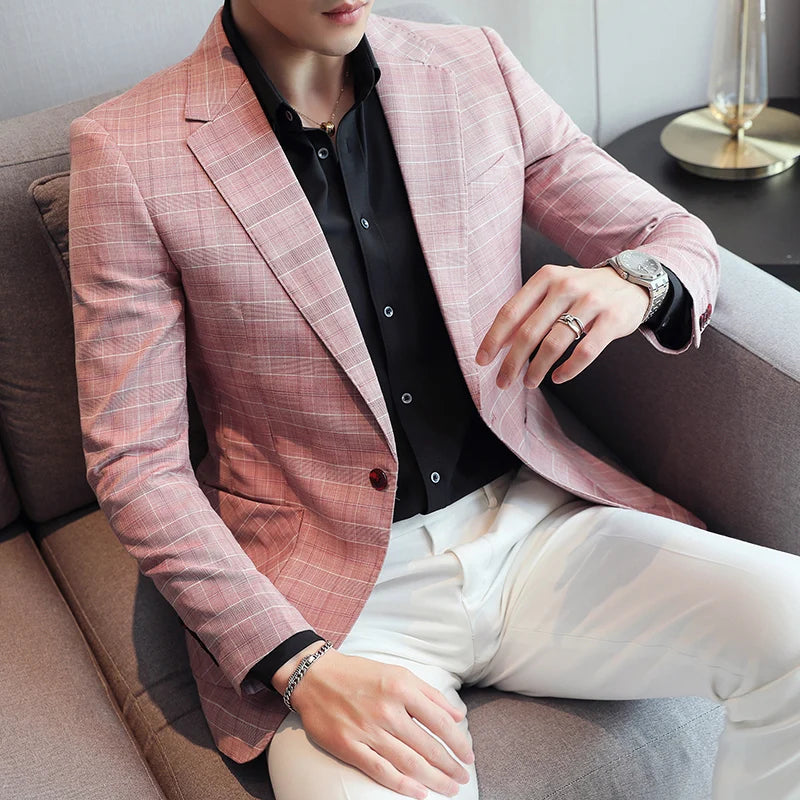 2024 New High-end Men's Two-button Suit Fashion Matching Handsome Casual Dating Slim Suit Single West Coat  Gucci Blazer Men