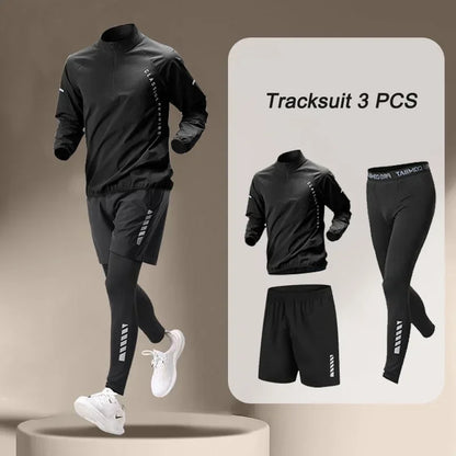 summer Men's Quick Dry Jacket Suit 1-4 piece Outdoor Fitness Running Sets Sports Jogging Pants Workout Clothes Sportswear