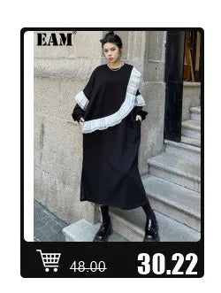 [EAM] Loose Fit Black Pu Leather Mesh Elegant Jacket New Lapel Long Sleeve Women Coat Fashion Tide Spring Autumn  17A8517