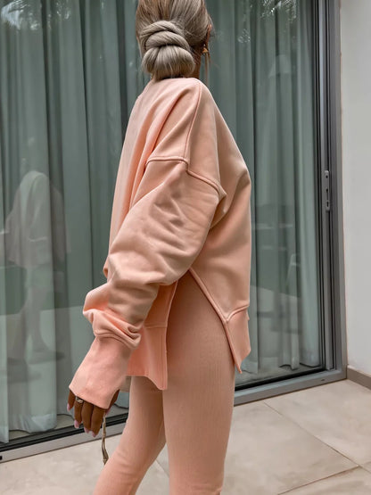 Spring summer  new Shirt  casual loose-fitting sweater tight pants 2 piece suit sets for women 2 pieces trousers sets