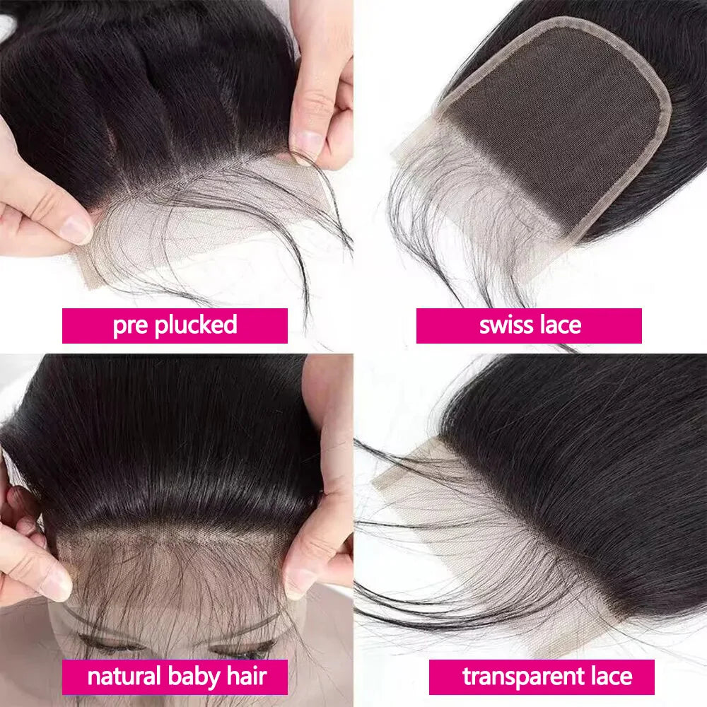 Frontal Only 13x6 Straight 13x6 13X4 HD Lace Frontal Brazilian Human Hair Preplucked 4x4 5x5 6x6 Transparent Lace 2x6 Hd Lace Closure Human Hair