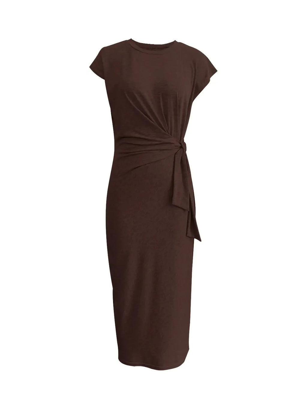 Elegant And Elegant Waist Lace Up Striped Round Neck Short Sleeve Long Dress Summer Party Bodycon Women's Dresses