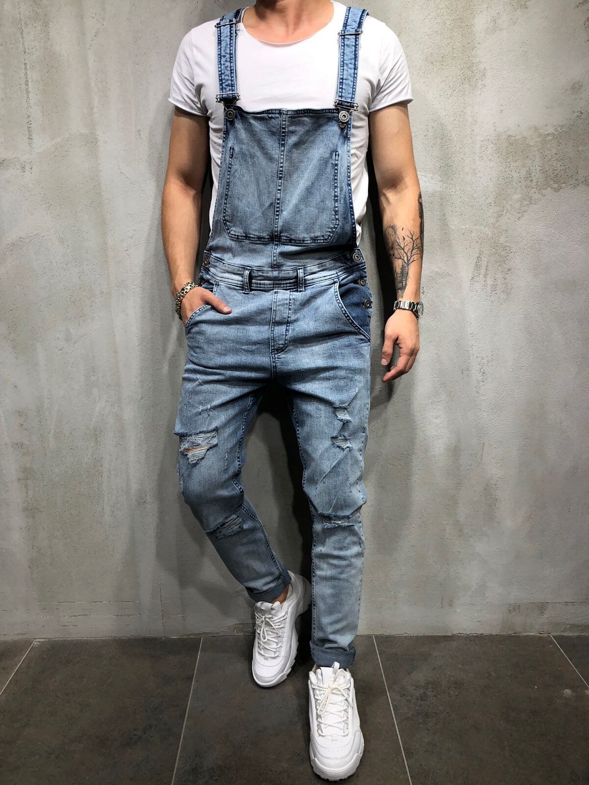 Mens Summer Solid Denim Overalls Jumpsuit Dungaree Suspender and Brace Bibs Pants Jumpsuit Trousers S-3XL For Free Shipping 2023