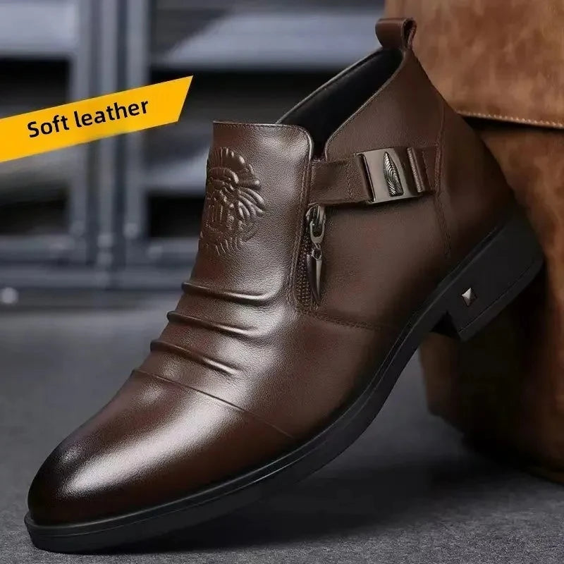 Trendige britische Herren-Halbstiefel mit spitzer Zehenkappe für festliche Anlässe und Hochzeiten – Modische Herrenschuhe