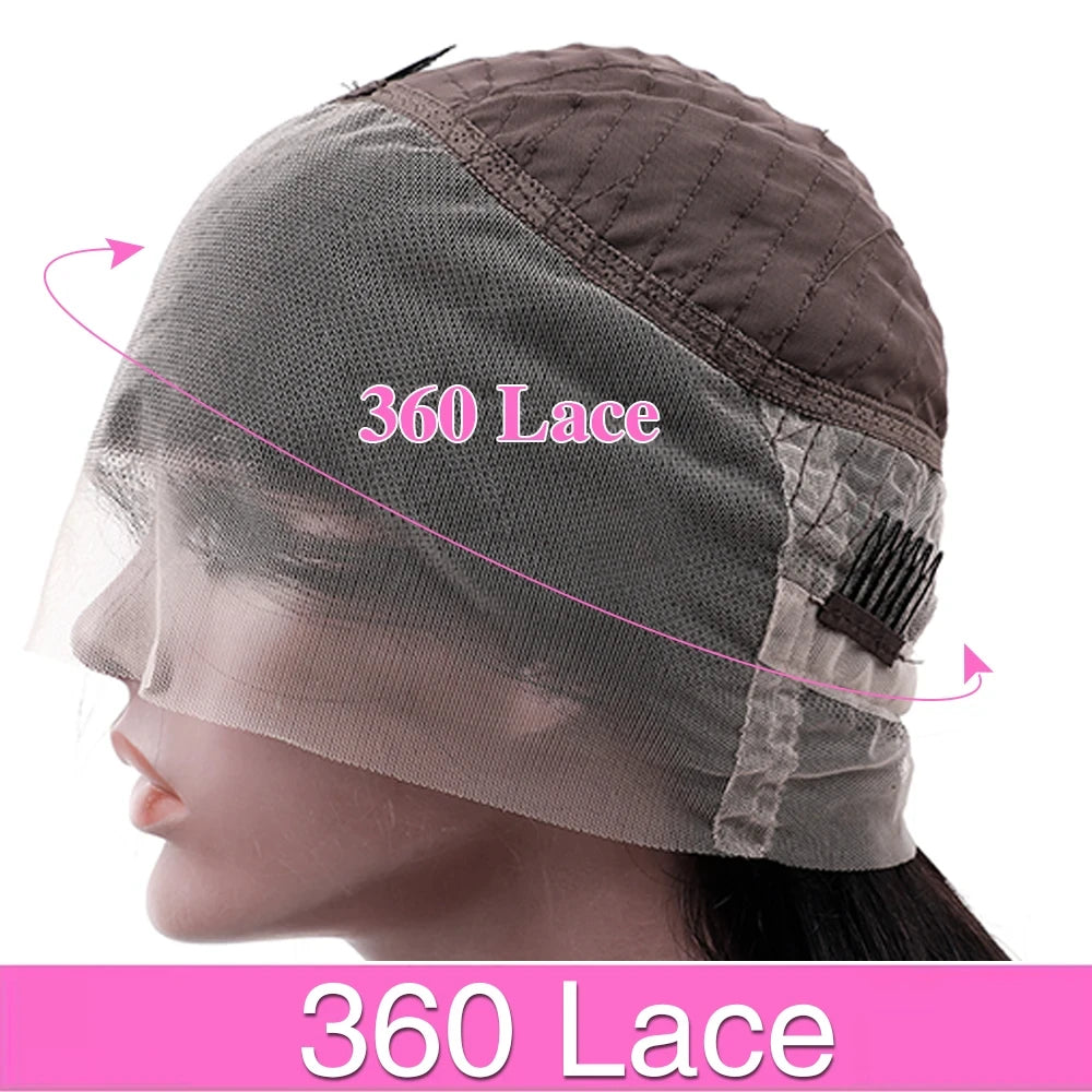 13x6 HD Transparent Bone Straight Lace Frontal Wigs 5x5 Glueless Wear and Go Human Hair Wig 220 Density for Women 30 40 Inch