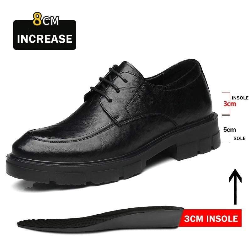 Men Dress Elevator Shoes Platform Breathable Lift Casual Business Luxury Genuine Leather Heightening Shoes 5/8/10CM Taller Male