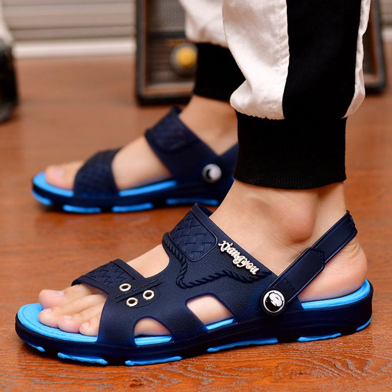 Pofulove Men Slippers Summer Sandals Outdoor Beach Casual Shoes Zapatos De Hombre Indoor Durable Anti Slip Peep Toe New