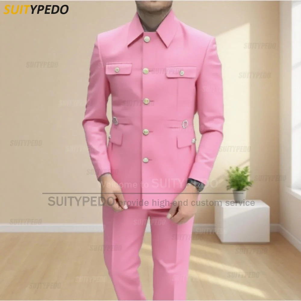 New Design  Men's Suit Sets Formal Slim Fit Prom Hommes 2 Pieces Blazer And Pants Fashion Single Breasted For Special Occasions