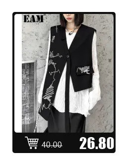 [EAM] Loose Fit Black Pu Leather Mesh Elegant Jacket New Lapel Long Sleeve Women Coat Fashion Tide Spring Autumn  17A8517