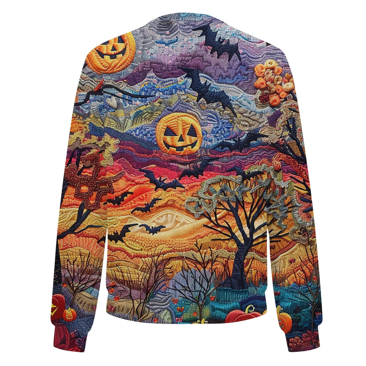 Women's Halloween Print Jacket Fashion Casual Long Sleeve O-Neck Zipper Jackets Top Fall all-match coat Women's autumn clothes