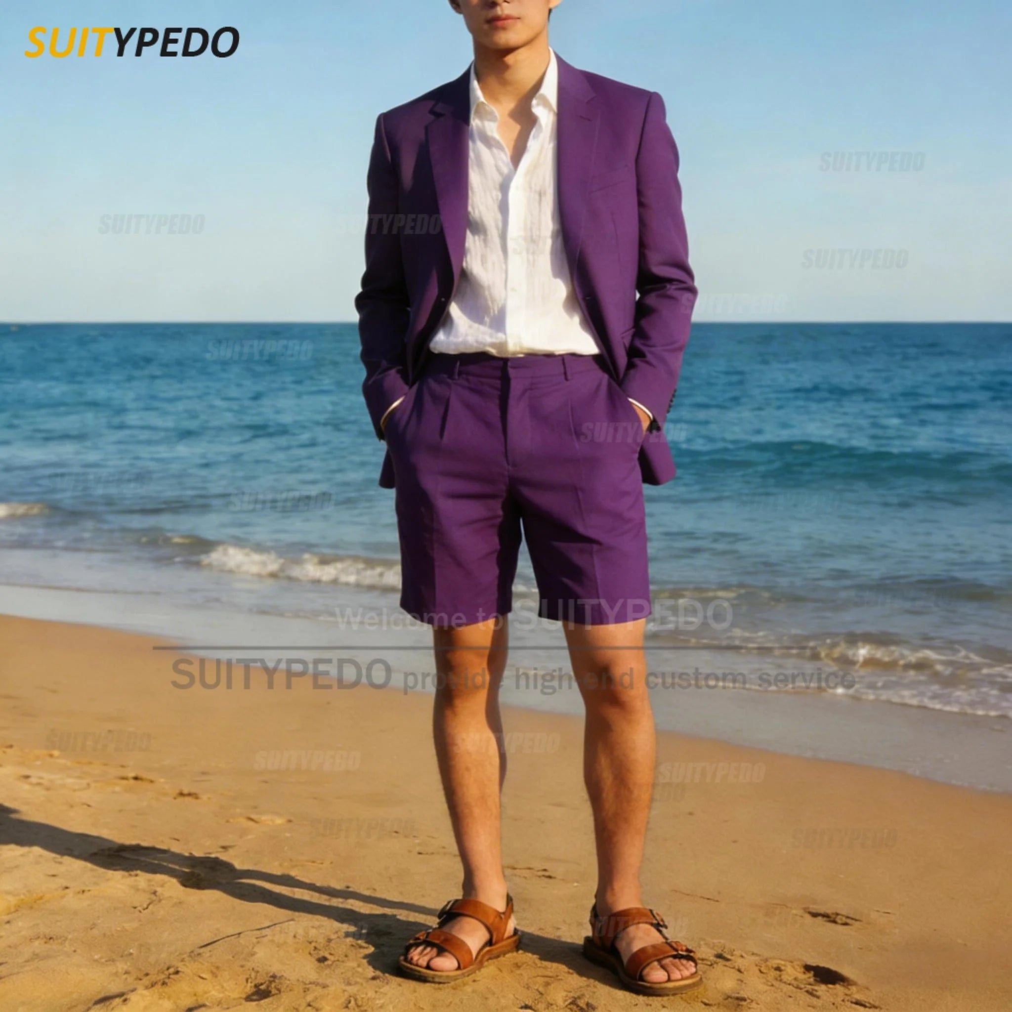 Summer New Design Suit Sets For Men 2 Piecs Blazer And Shorts Fashion Single Breasted Daily Beach Wedding Party Prom Suit Attire
