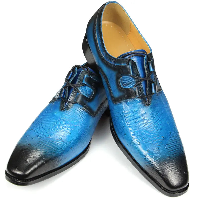 High Quality New Blue Black Luxury Derby for Men Formal Fashion Business Designer Style Social Natural Casual Shoe Leather