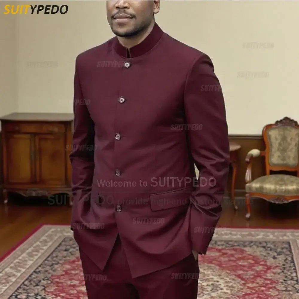 Kurze Anzug-Sets mit Stehkragen für neue elegante, einreihige zweiteilige Anzug-Garnitur, lässiger Blazer und Hose, Texudos, formelle Kleider