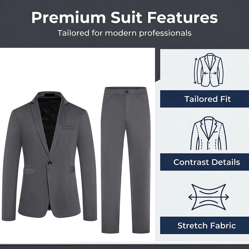 Men's 2-Piece Suit Set Fashionable Eveningwear Tuxedo Pants Ideal for Wedding Parties