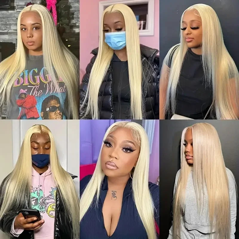 613 Colored Straight Human Hair 13x4 HD Blonde Lace Front Wigs 200 Density 13x6 Transparent Full Lace Frontal Wigs 44 46 Inches