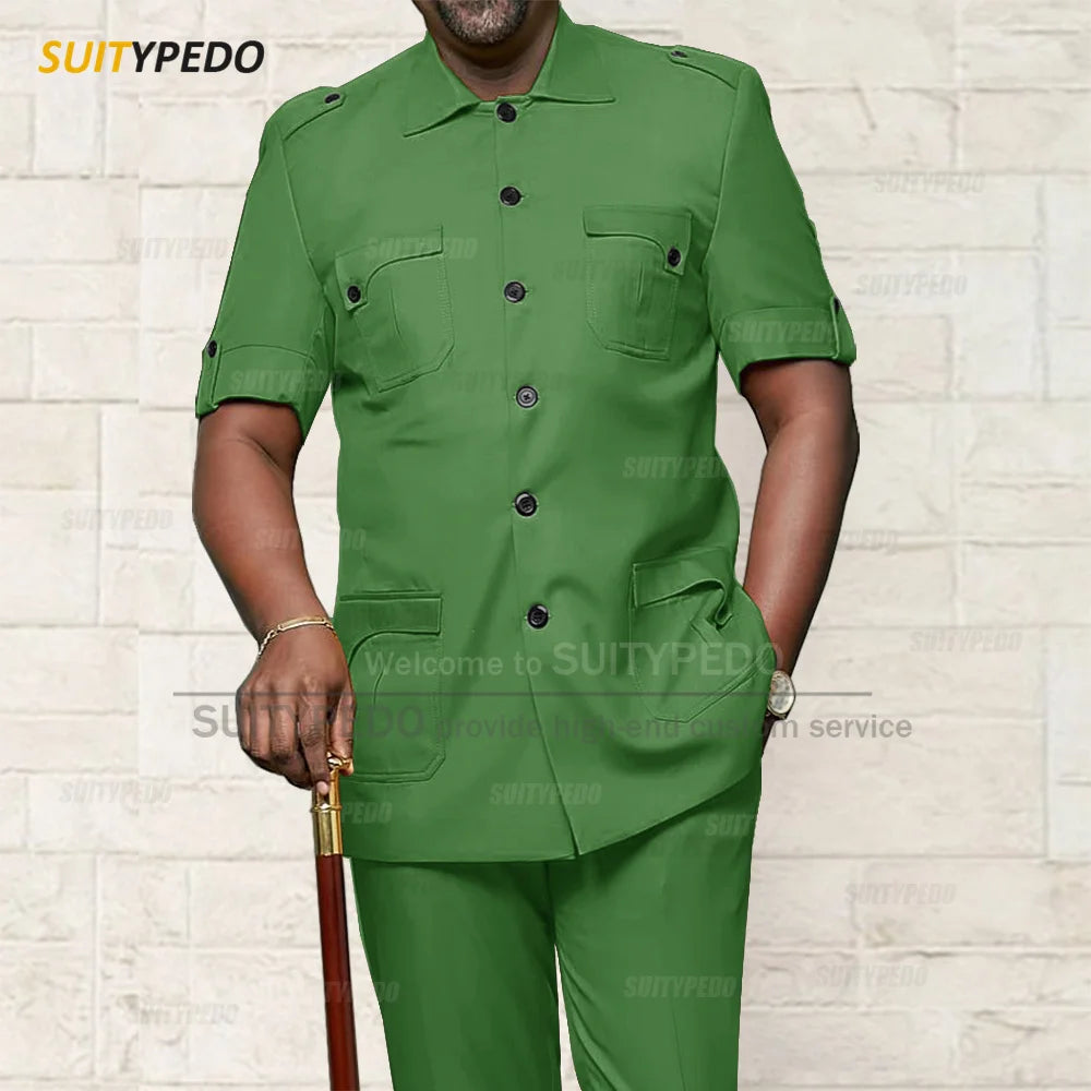 Custom Men Suit Sets For Formal Party Africa Style Male Good Quality Blazer Pants 2 Pieces Business Meeting Slim Fit Costumes