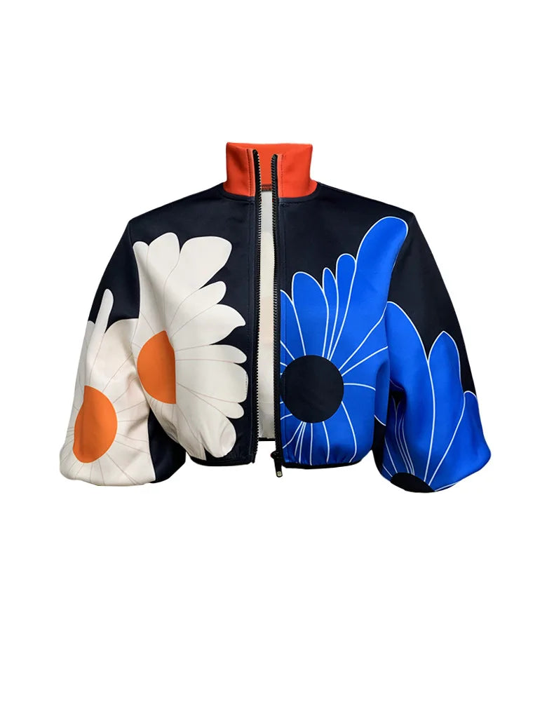 Women Jackets Print Outwear Zipper Outfit 2024 Spring Autumn Fashion Short Thin Female Jackets Street Lady Casual Coats Tops