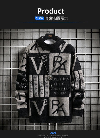Men Knitted Sweater Stripe Pullovers Printing Round Neck Sweater  Autumn/Winter Designer Quality Casual Men Clothing Jumper