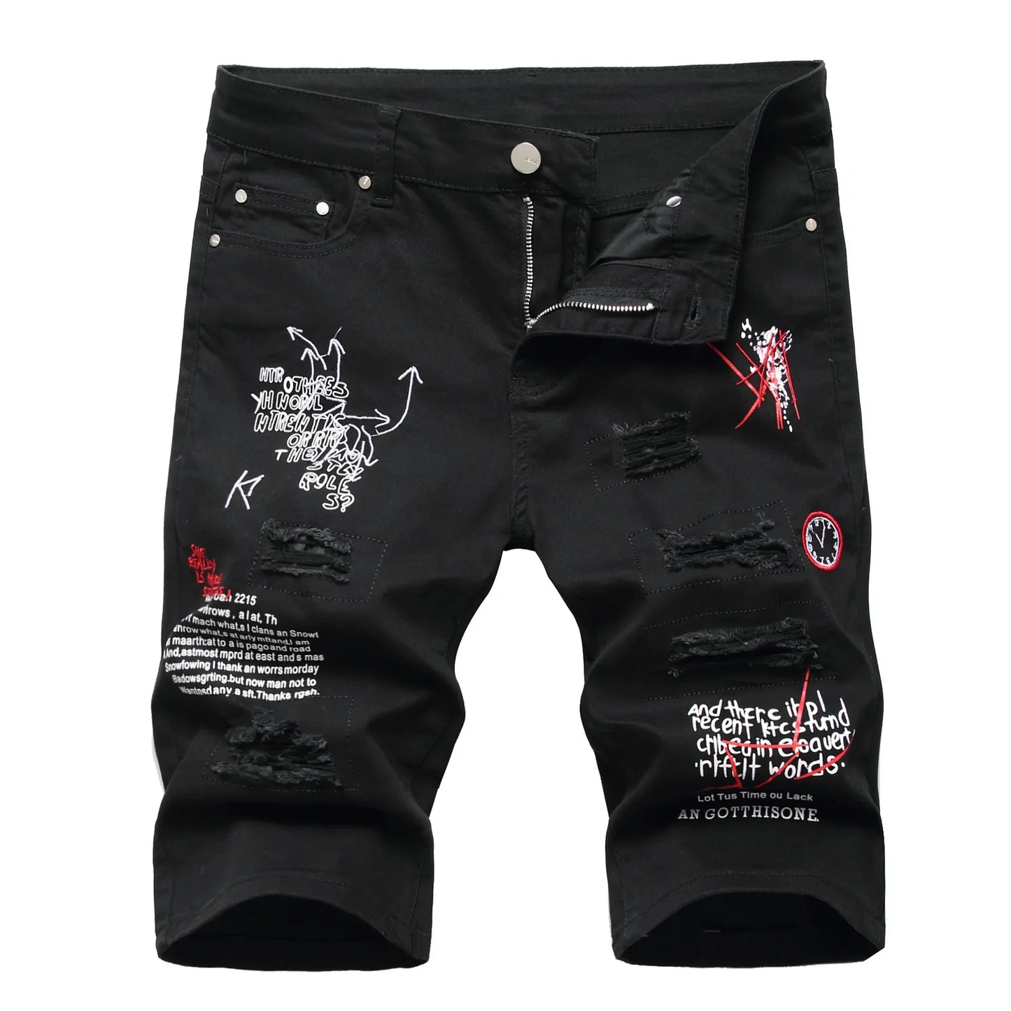 Herren Sommer Weiße Ripped Denim Shorts Male Löcher Kurze Jeans Neue Mode Streetwear Stretch Jeans Shorts Hosen Gerader Schnitt Jeans