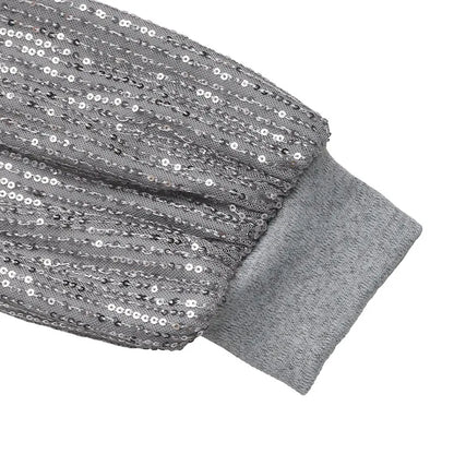 Autumn New Party Dress Sexy Sequin Long Sleeved Patchwork Solid Color Slim Fit Hip Hugging Knitted Frock Dresses  Woman