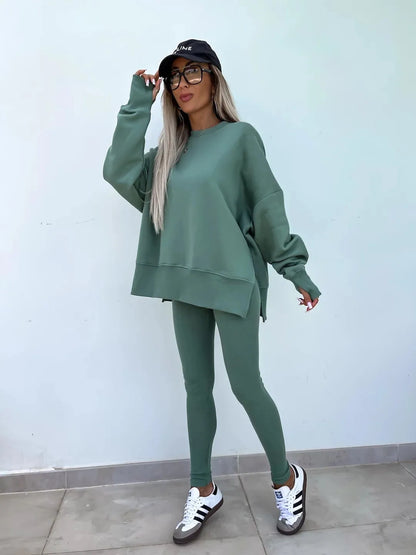 Spring summer  new Shirt  casual loose-fitting sweater tight pants 2 piece suit sets for women 2 pieces trousers sets