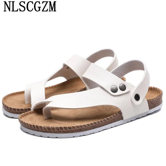 Black Summer Sandals for Man 2024 Leather Sandals Men Luxury Sandals Man White Casual Shoes Men Zapatos De Hombre Sandalias