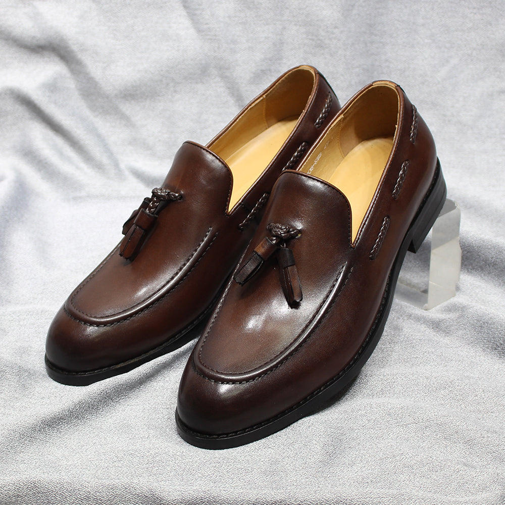 Herren Loafer im italienischen Stil Quaste Echtes Rindsleder Bequem zum Hineinschlüpfen Hochzeit Party Büro Anzugschuhe für Herren Freizeitschuhe
