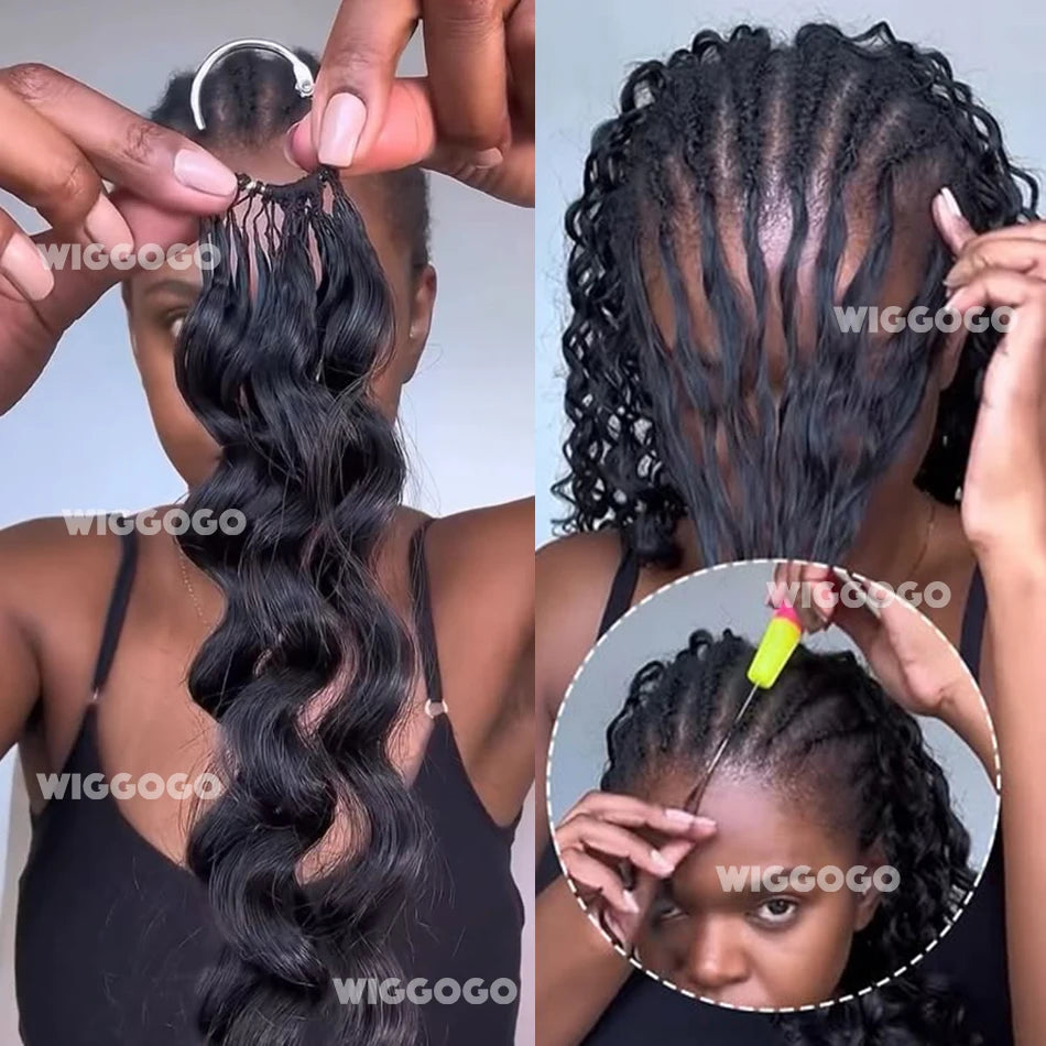 Body Wave Crochet Human Hair Knotless Pre-Separated Feather Lightweight Human Crochet Hair Extensions For Braids Twist 60g/Pack