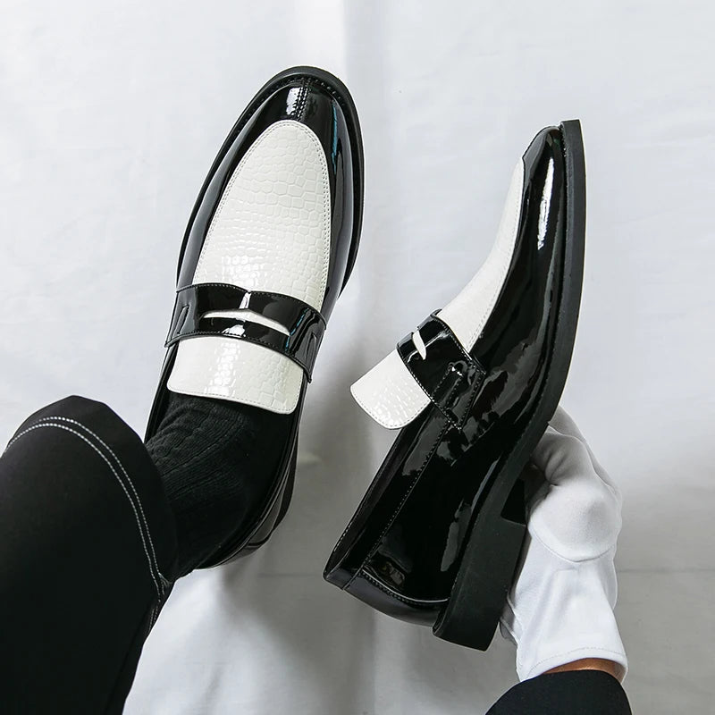 Slipper Schuhe Herren Color Blocked Business Freizeit Mode Rundkopf Formelle Hochzeitsschuhe