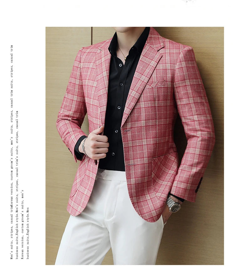 2024 New High-end Men's Two-button Suit Fashion Matching Handsome Casual Dating Slim Suit Single West Coat  Gucci Blazer Men