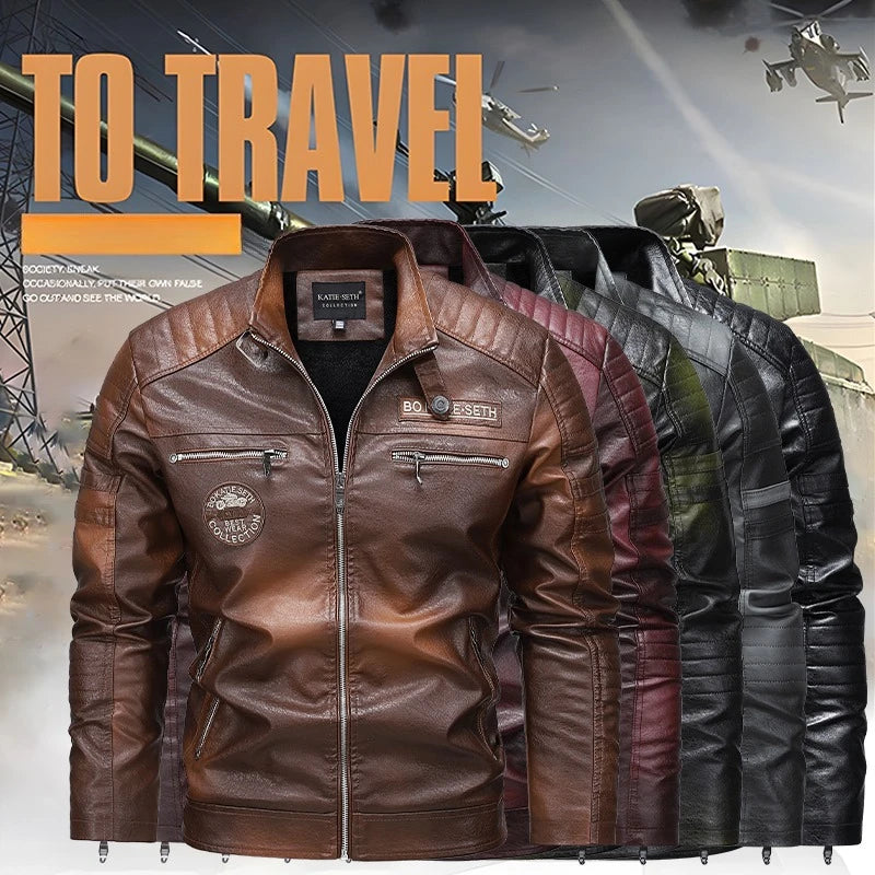 Men's Autumn Winter Men High Quality Fashion Coat Leather Jacket Motorcycle Style Male Casual Jackets For Warm Overcoat US Size