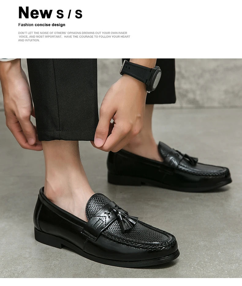 Herren Business Casual Schuhe Hochwertige Brogues Leder Loafers Gesellschaftliche Party Lederschuhe Herren Quasten Hochzeitsschuhe